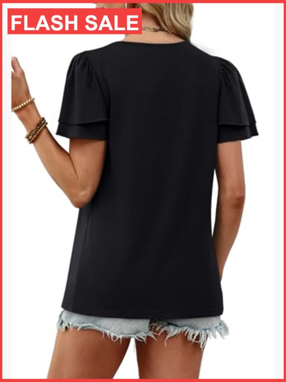 Dressy Casual Peplum Babydoll Top Ruffle Short Sleeve Blouse Tunic - Picture 5 of 7